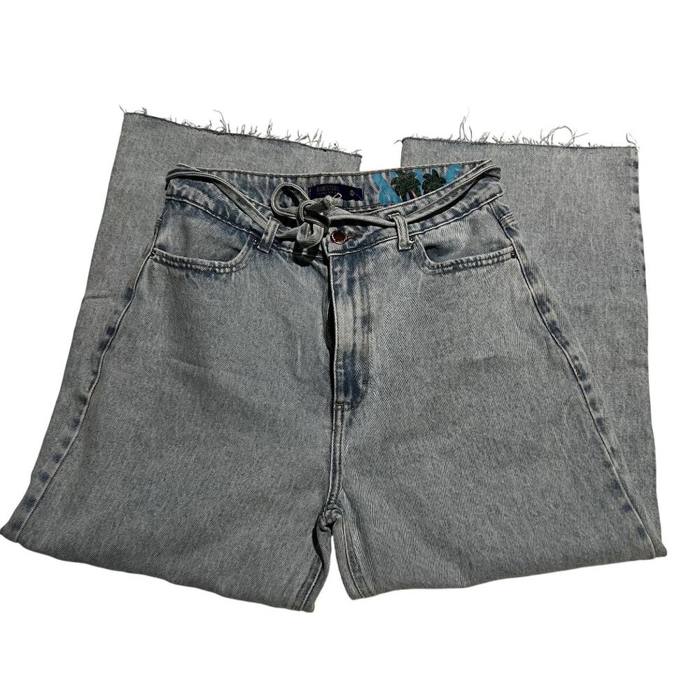 Bluesteel Women's Light Wash High-Waisted Straight-Leg Jeans With Raw Hem